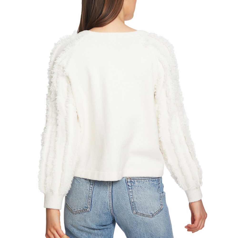1.STATE
White Fringe-Sleeve Sweater size XL - Picture 2 of 8